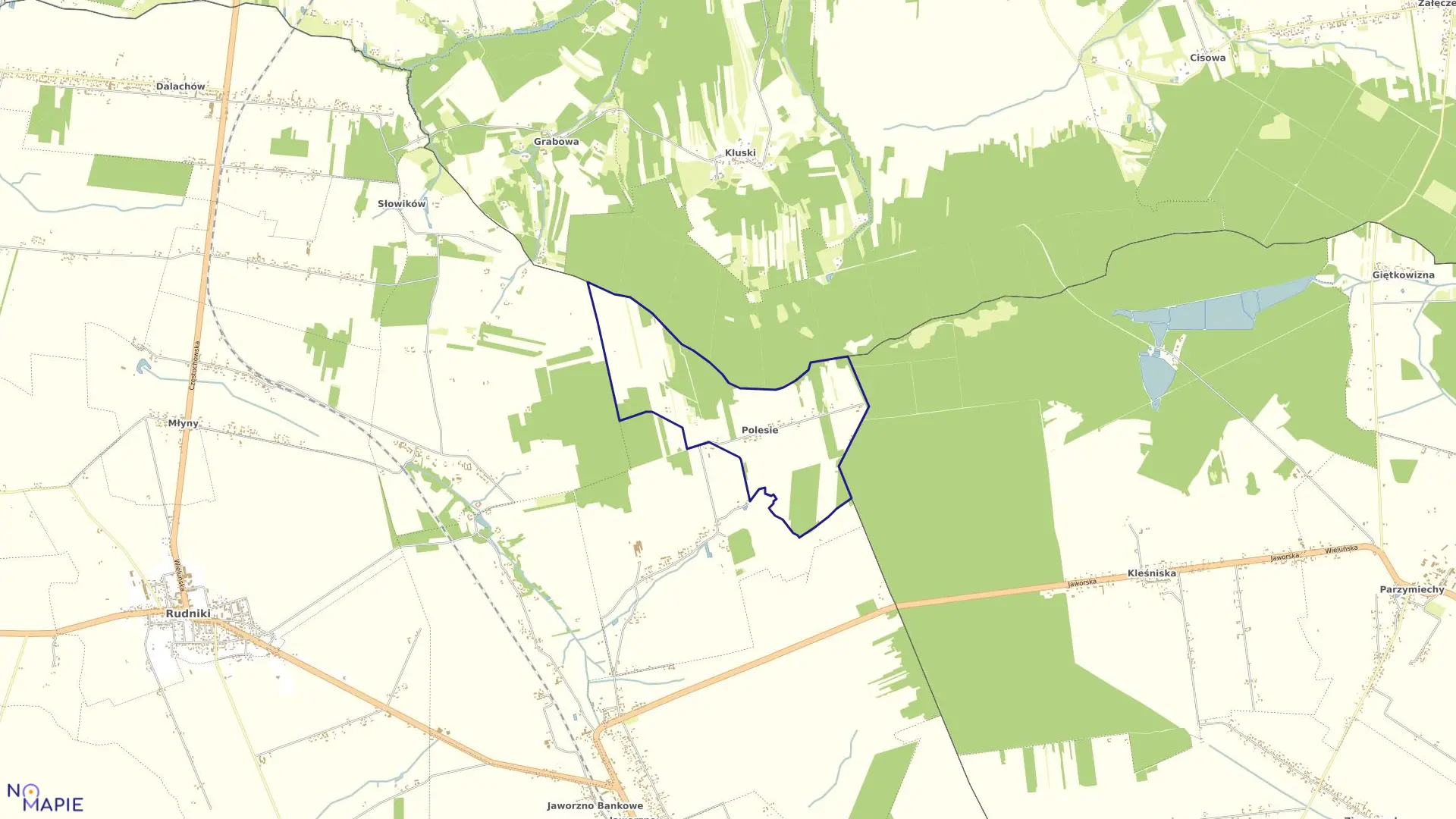 Mapa obrębu JAWORZNO POLESIE w gminie Rudniki